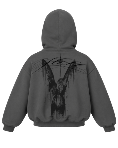 BLUZA 320GSM z miśkiem szary tył zip.png