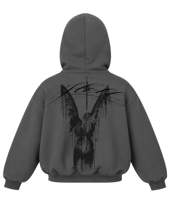 BLUZA 320GSM z miśkiem szary tył zip.png